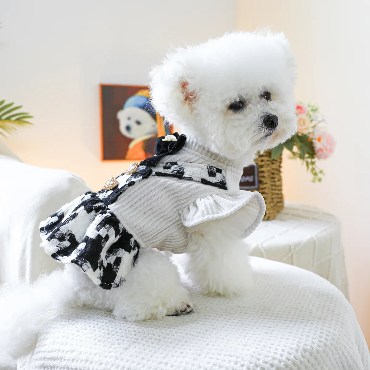 Luxury Black Dog Harness Dresses Clothes For Small Pet Autumn Winter Puppy Maltese Chihuahua Party Uniform Outfit XS XL Products