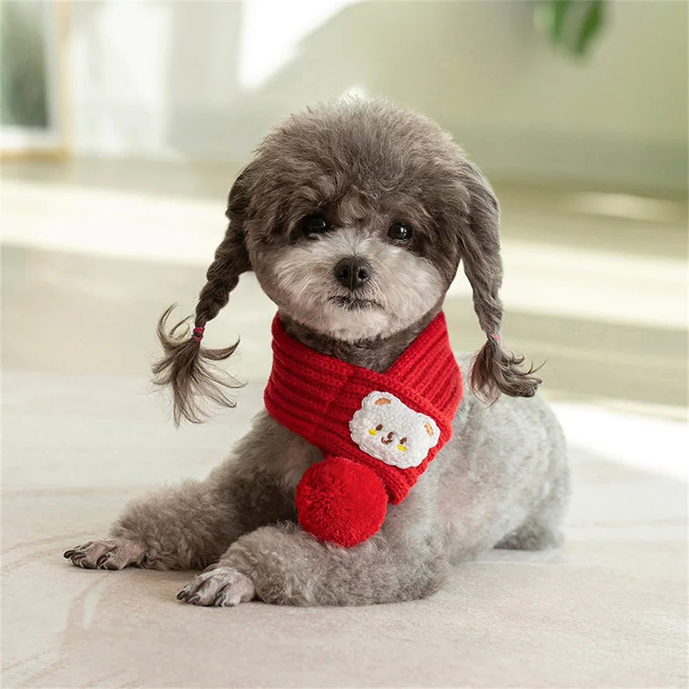 Winter Warm Puppy Dog Cat Scarf Christmas Cute  Pet Accessories for Small Medium Dogs Poodle Yorkshire Scarves mascotas Products