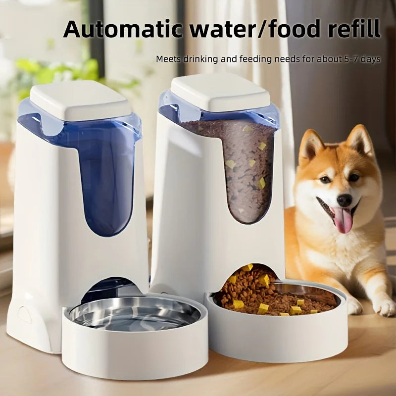 Automatic Pet Feeder/Water Dispenser, Gravity Vision Dog Feeder Water Dispenser With Stainless Steel Bowl, Indoor Dog Automatic