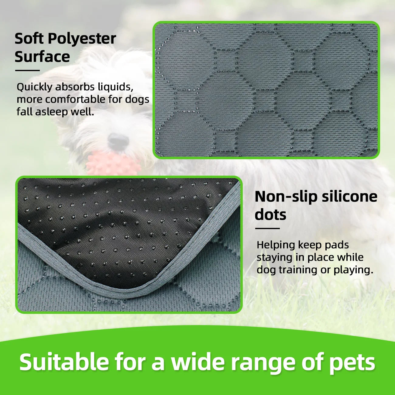 Reusable Dog Pee Pad Blanket Absorbent Diaper Washable Puppy Training Pad Pet Bed Urine Mat for Pet Car Seat Cover Pet Supplies