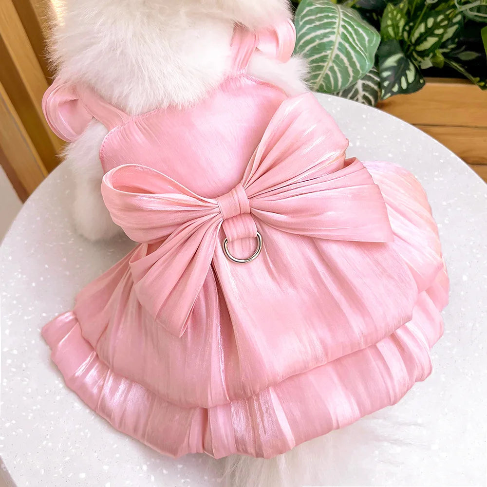 Pet Wedding Dress Dress Bow Skirt Dog Cat Clothing Pull Teddy Bears Spring/Summer Puppy Clothes Dog Clothes for Small Dogs