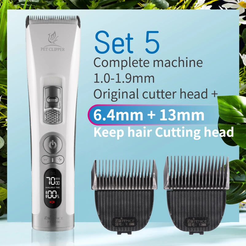 Fenice Clipper Dogs Professional LCD Screen Pet Cat Clippers Electrical Grooming Trimmer and Blade Rechargeable Haircut Machine