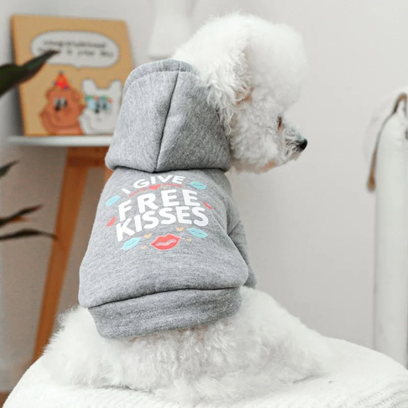 Pet Dog Clothes for Small Medium Dogs Winter Warm Dog Hoodie Letter Print Puppy Pullover Pet Sweatshirt Bichon Frise Dog Clothes