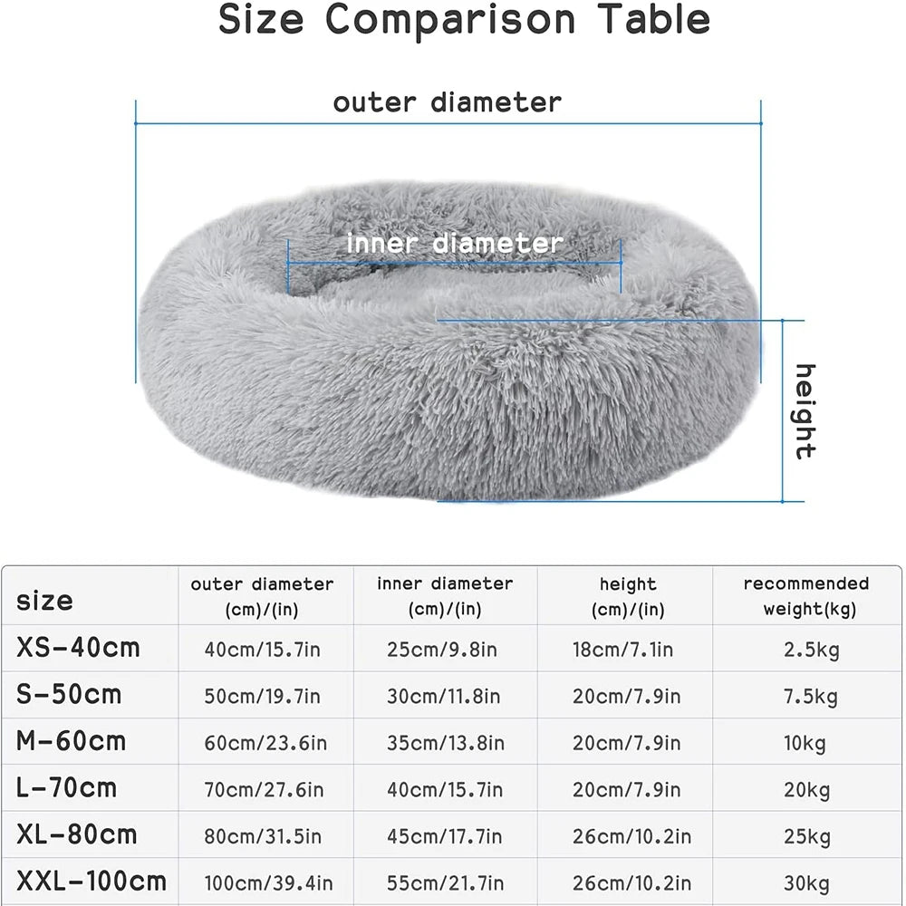 Round Removable Pet Bed Plush Large Dog Bed Winter Warm Fluffy Dog Cushion Cat Beds Super Soft Sleeping Small Dogs Nest House