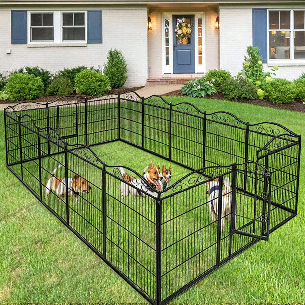 8 Panels Heavy Duty Metal Dog Panel Foldable Pet Playpen Indoor Outdoor Garden Dog Puppy Fence with Gate