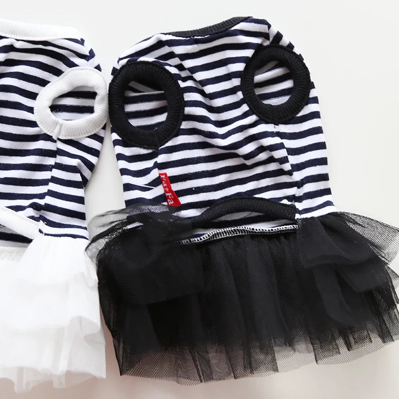 New Dog Cat Dress Striped&Flower Design Pet Puppy Spring/Summer Clothes Outfit 5 Sizes