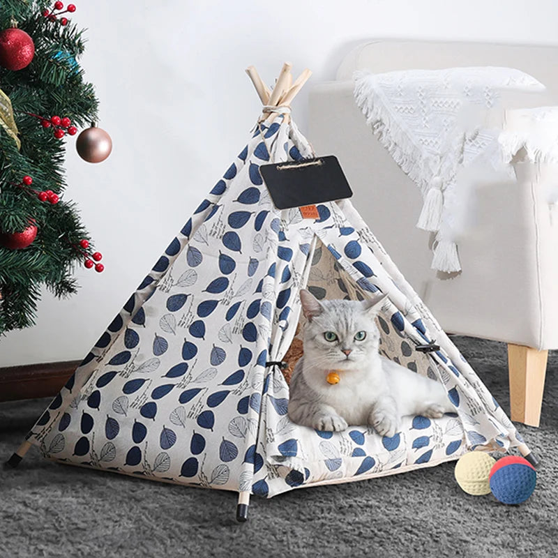 Tente pour animaux de compagnie, lit pour chien, portable, amovible, lavable, tipi, chiot, chat, intérieur et extérieur, niche avec coussin et tableau noir