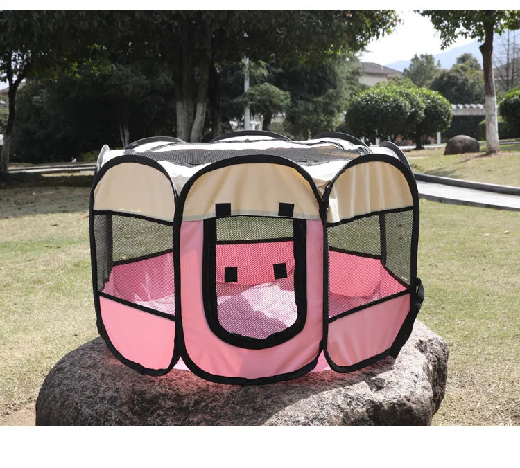 1pc Pet Octagonal Cage Fence Pet Tent Scratch Resistant Oxford Cloth Foldable Cat And Dog Bed All Year Round Universal