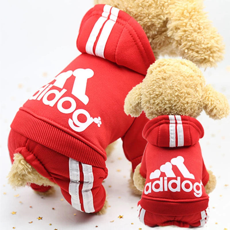 Four Legged Adidog Pet Dog Hoodie   Puppy Jumpsuit Letters Overalls for Small Medium Dogs Pomeranian Pajamas Winter Dog Jumpsuit