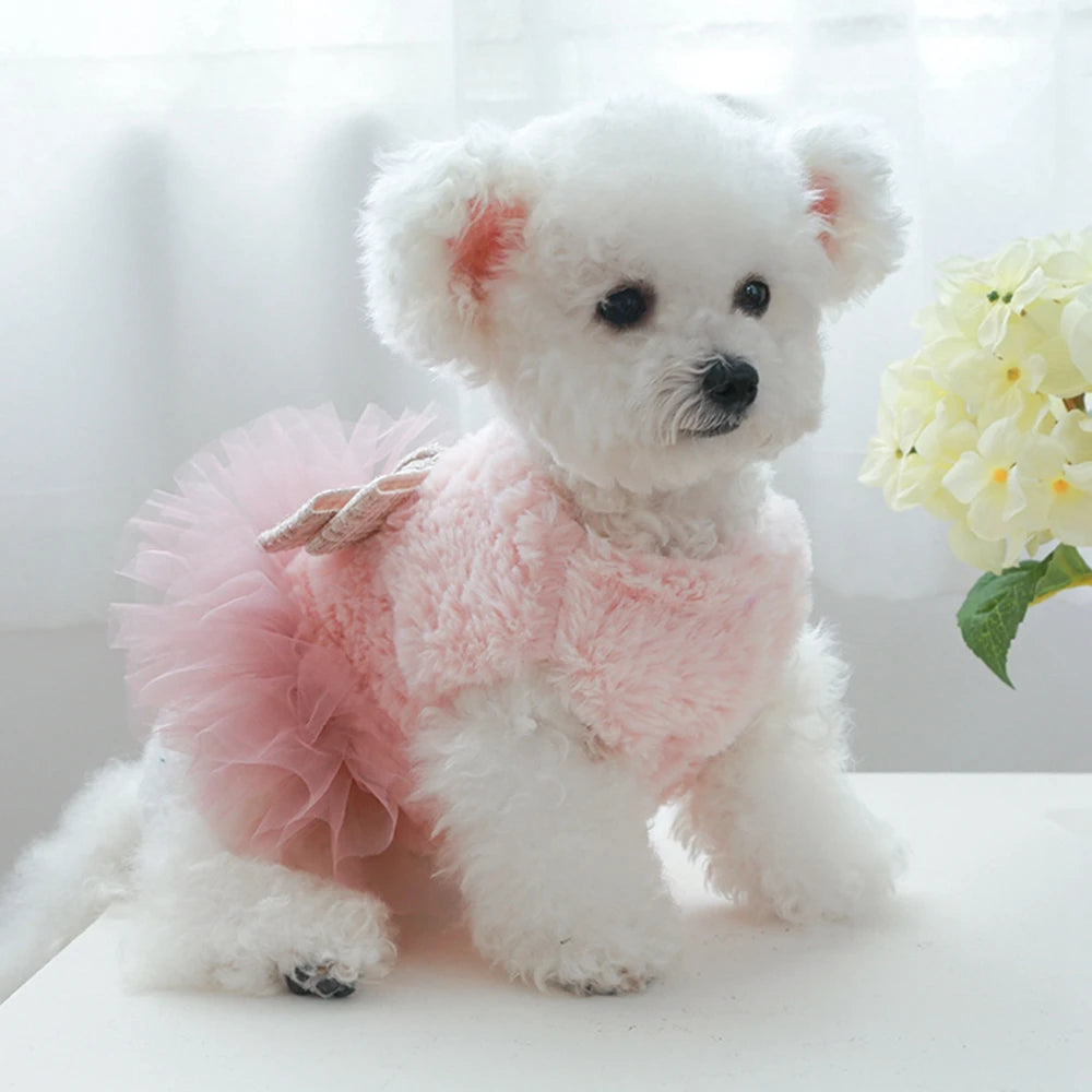 Lovely Princess Puppy Dresses Warm Pet Dog Dresses for Small Dogs Winter Puppy Cat Dress Skirt Chihuahua Yorkie Clothes