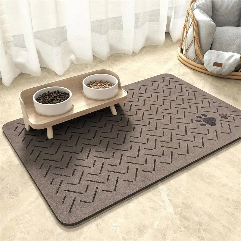 Pet Feeding Mat-Absorbent Pet Placemat for Food and Water Bowl, with Waterproof Rubber Backing, Quick Dry Water Mat for Dog Cat