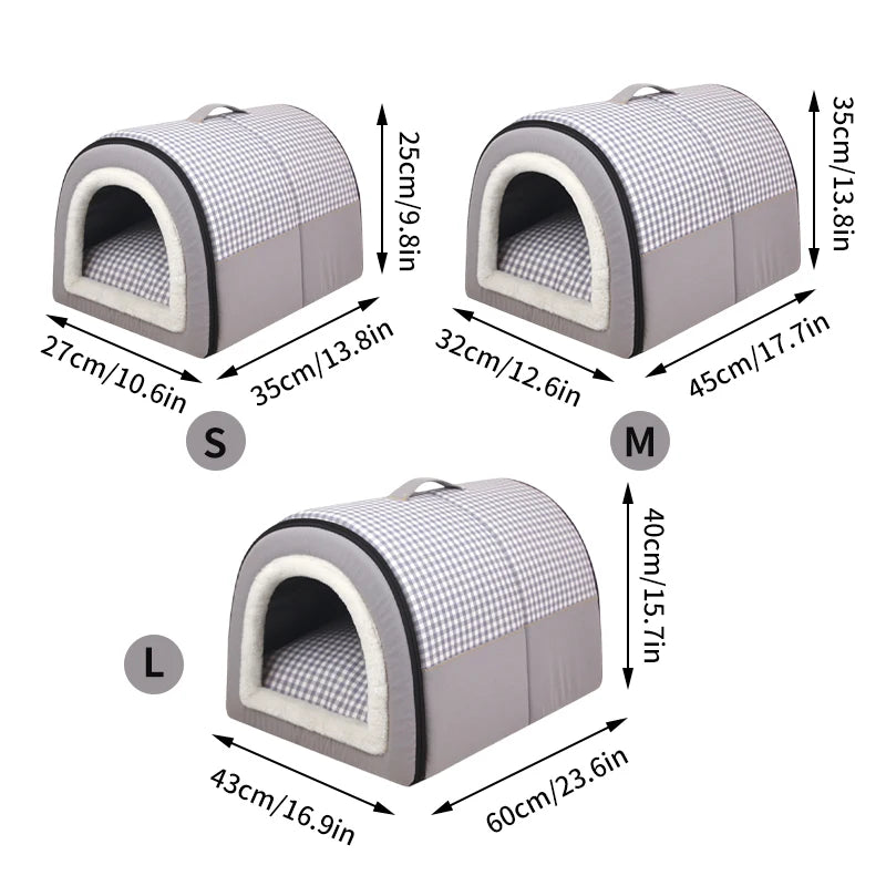 Semi Enclosed Dog House Detachable Washable Cat Nest Thickened Dual-purpose Pet Nest Portable Handle House for Cats Puppy Warm