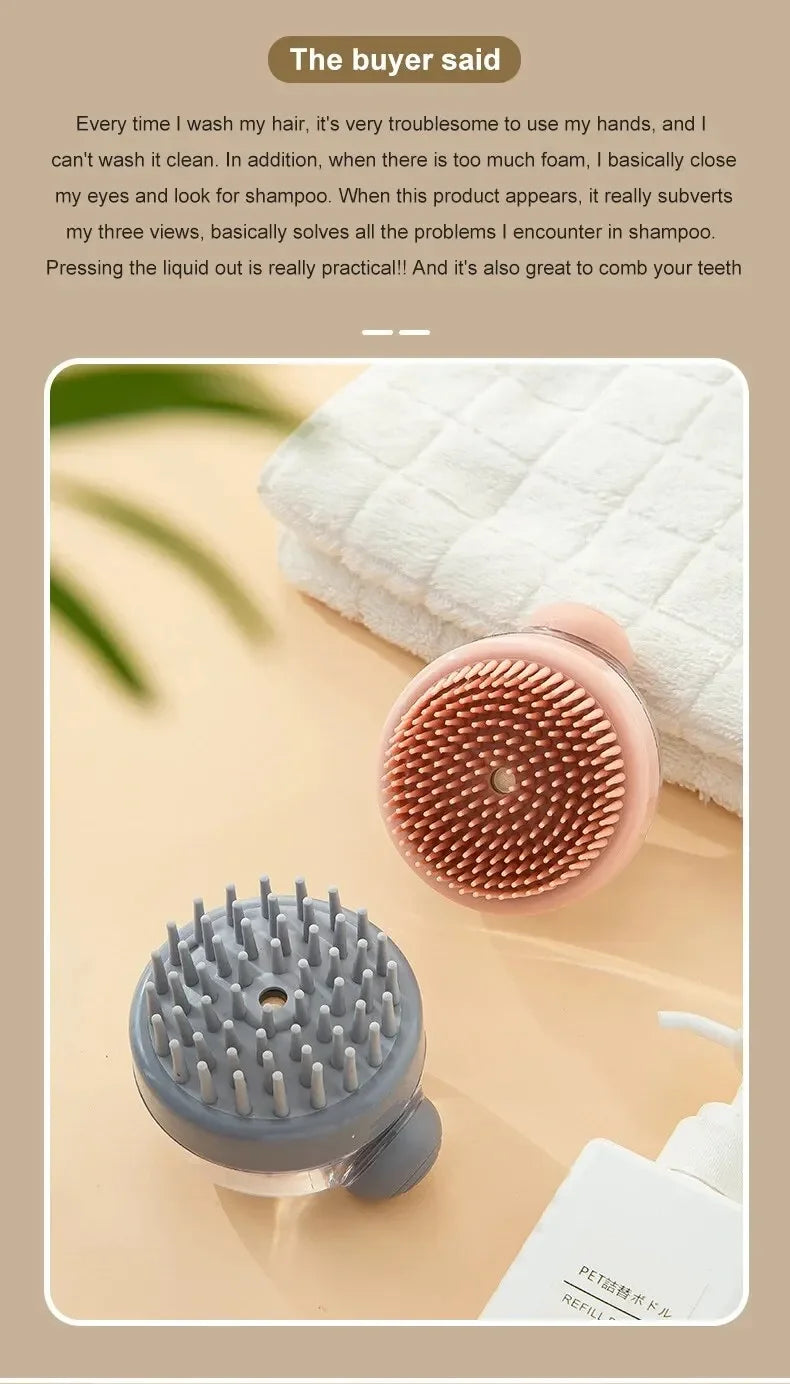 Pet Bath Brush Soft Silicone With Shampoo Dispenser Gentle Massage For Grooming And Cleaning Fur And Hair