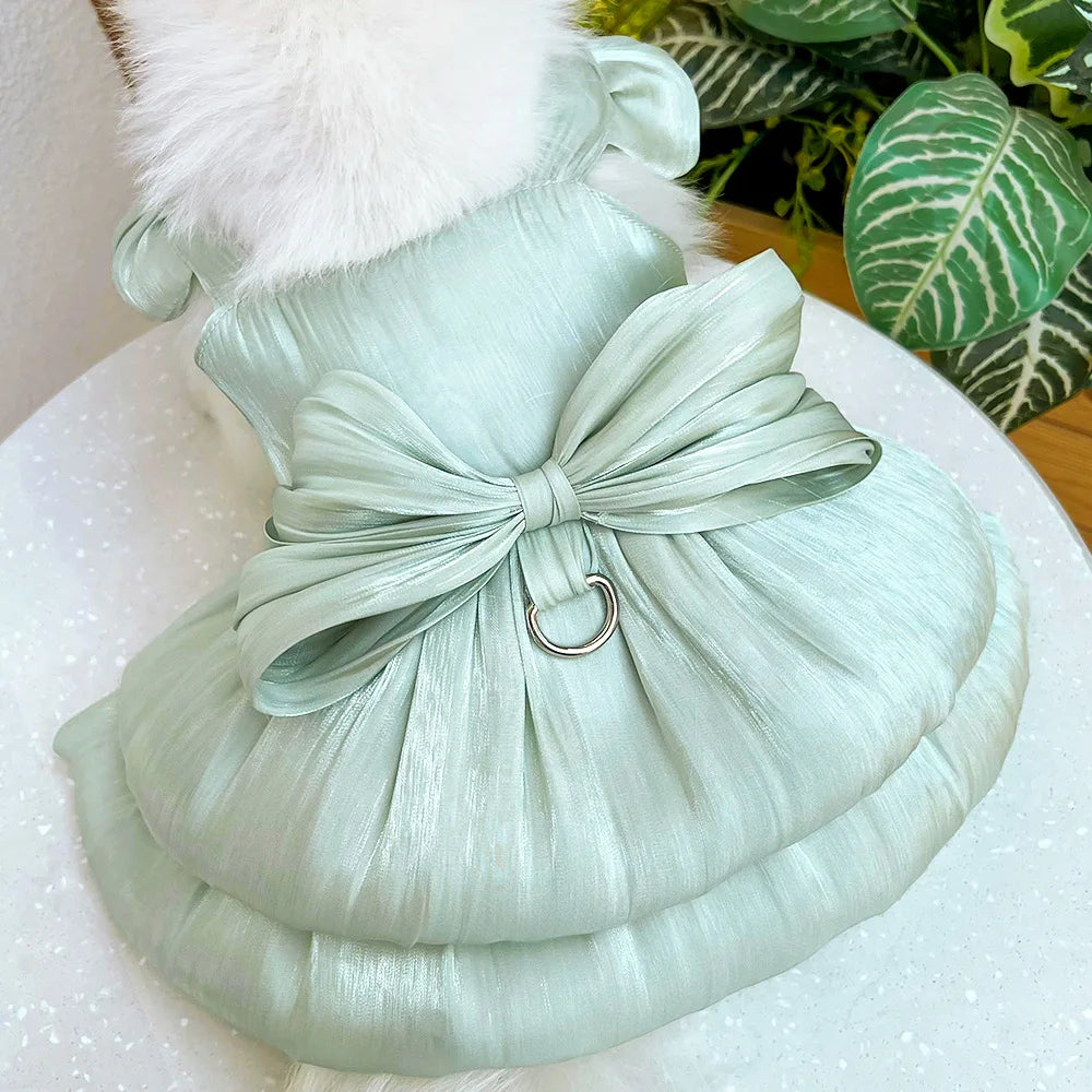 Pet Wedding Dress Dress Bow Skirt Dog Cat Clothing Pull Teddy Bears Spring/Summer Puppy Clothes Dog Clothes for Small Dogs