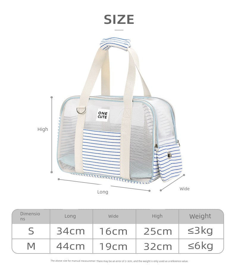 Onecute Blue and White Stripes Travel Bag Pet Dog