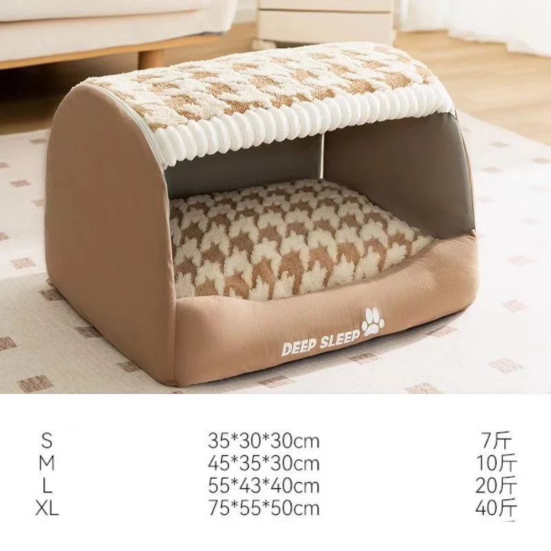 Autumn and Winter Dog Thousand Birds Grid Drawer Dog Kennel Large Dog Large Dog Kennel Deep Sleep Cat Kennel Pet Kennel