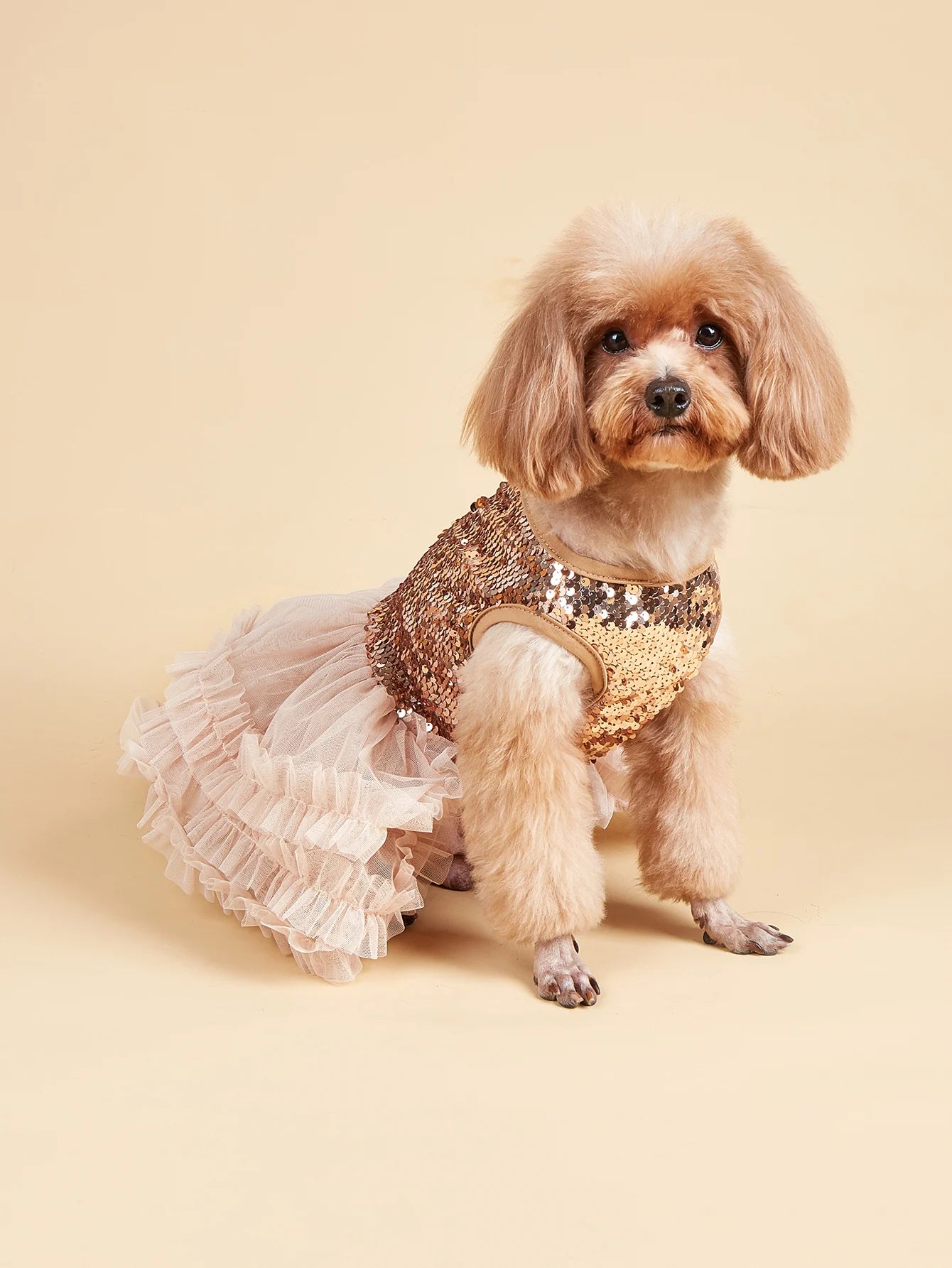 Dog Dress Girl Dog Sleeveless  Clothes  Sequin Pet Apparel Doggie Tutu with Tulle Cat Clothing Puppy Dresses Doggy Costume