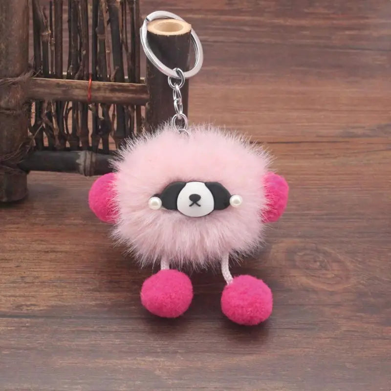 1Pcs Plush Dumb Bear Keychain Animal Pendant Keyring Pets Doll Gift Handbag Key Holder DIY Jewelry Clothing Crafts Accessory