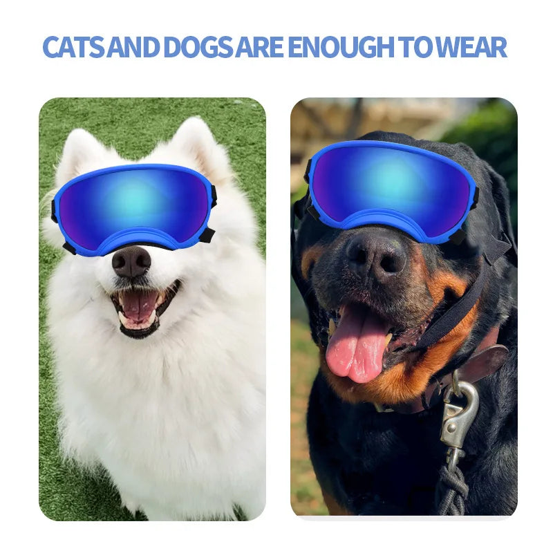 Gafas para perros y mascotas, gafas de sol deportivas de moda para exteriores para perros, correa ajustable para viajes, esquí y gafas antivaho para mascotas