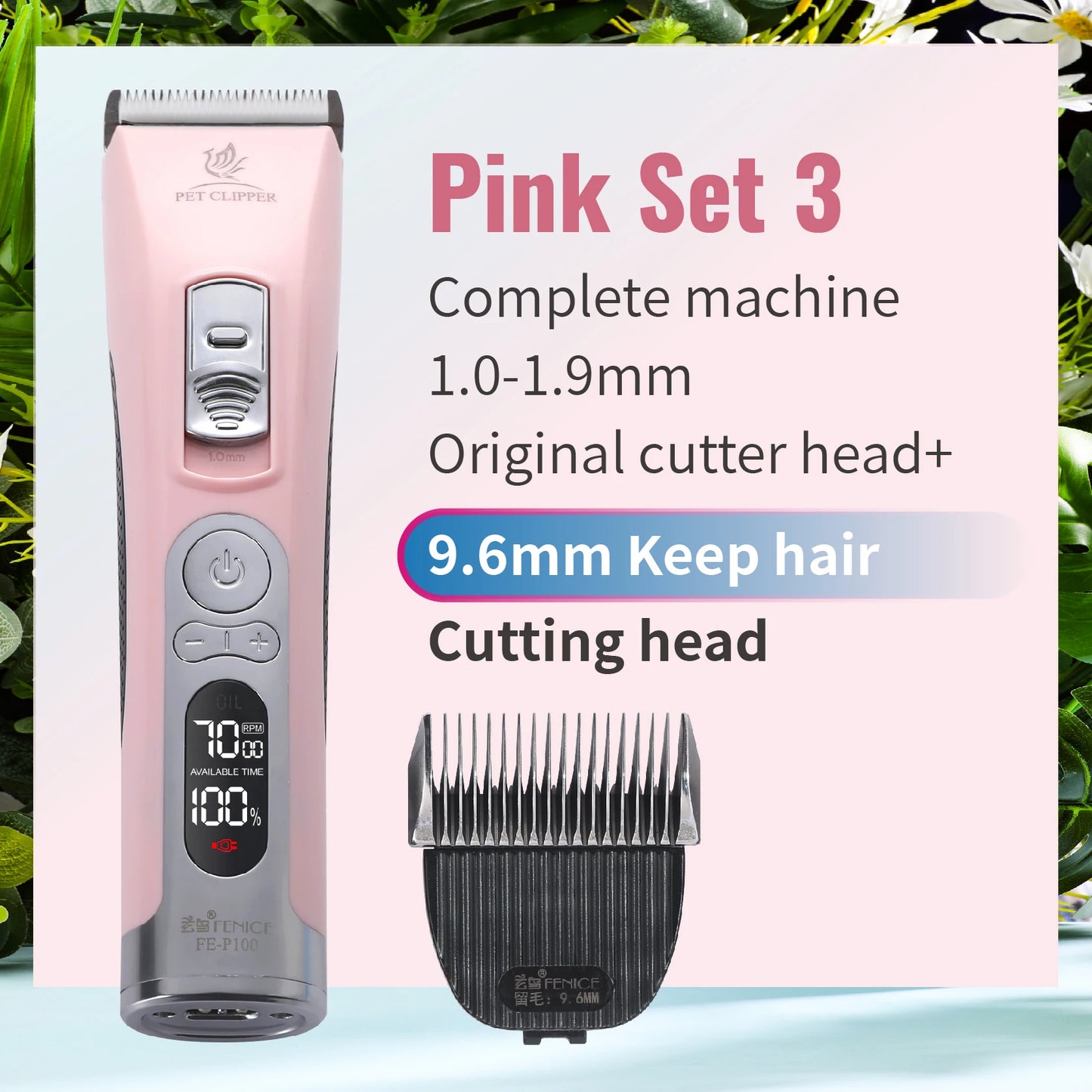 Fenice Clipper Dogs Professional LCD Screen Pet Cat Clippers Electrical Grooming Trimmer and Blade Rechargeable Haircut Machine