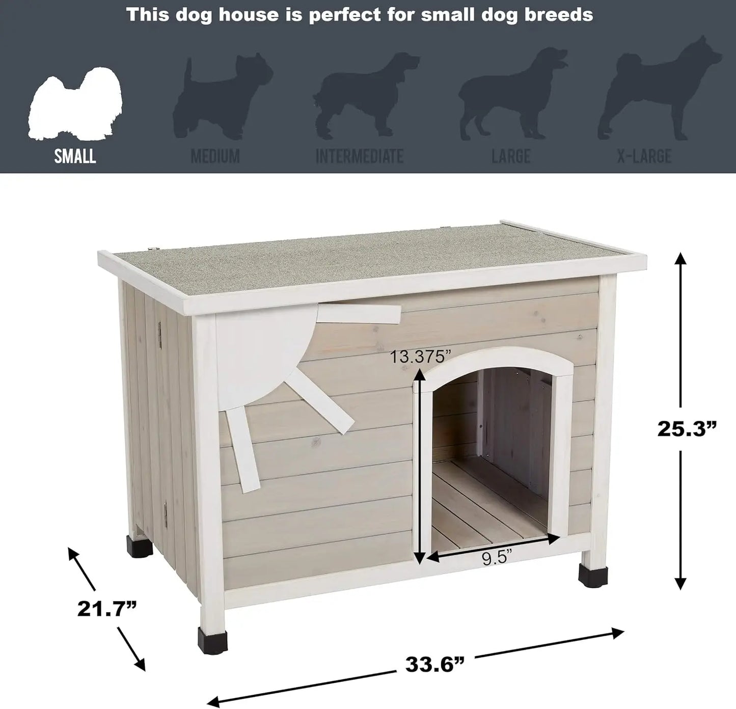 Homes for Pets Folding Outdoor Wood Dog House,No Tools Required for Assembly | Dog House Ideal for Small Dog Breeds,Beige kennel