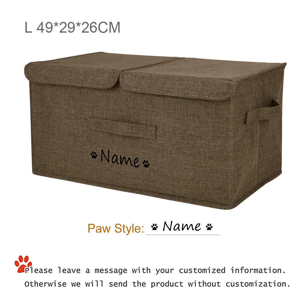 Custom Dog Pet Toy Box Personalised Name Dog Accessory Storage Bin with Lid Cat Pet Organizer Storage Basket For Toys Blanke