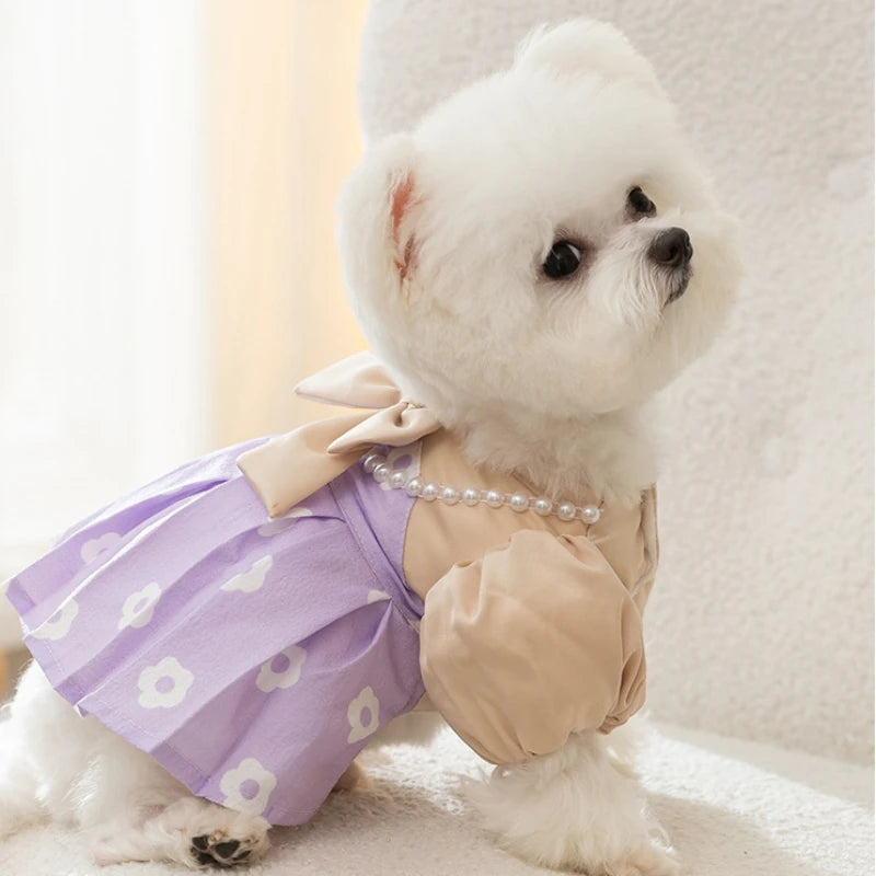 Puppy Princess Dress Autumn Winter Fashion Skirt Pet Harness Small Dog Chihuahua Yorkshire Pomeranian Warm Sweater Cat Shirt