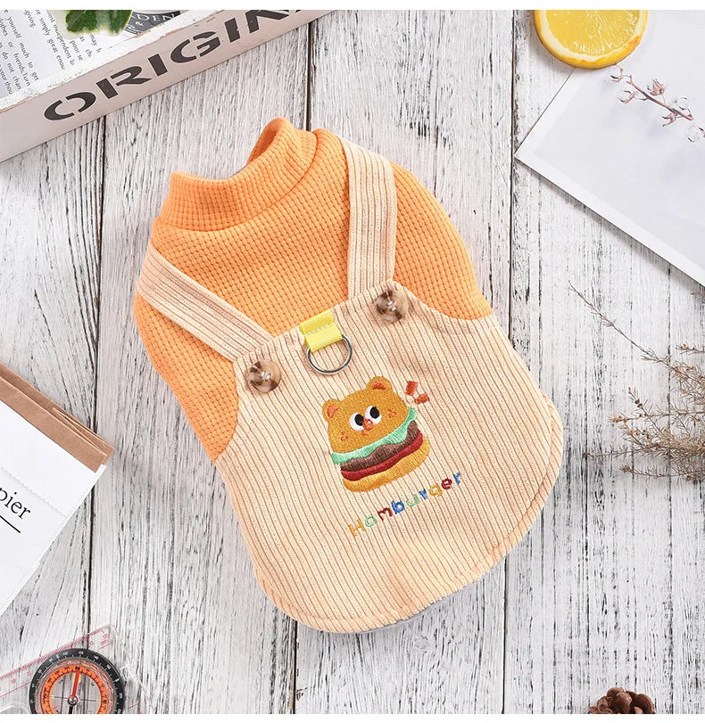 Hamburger Big Dog Costume Jumper Dresses For Small Big Breeds Puppy Dachshund Corgi Autumn Winter Pet Clothes Yellow Size XS 4XL