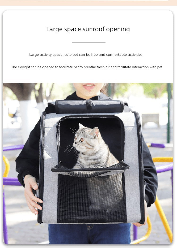 Bolsa para gatos plegable de lona portátil y transpirable de dos capas