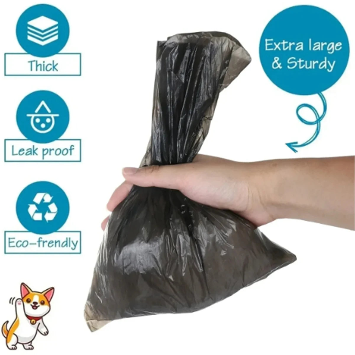 1-100Rolls Dogs Poop Bags Biodegradable Thicken Pets Outdoor Cleaning Poop Bag with Breakpoint Puppy Cat Pooper Scooper Bag Roll