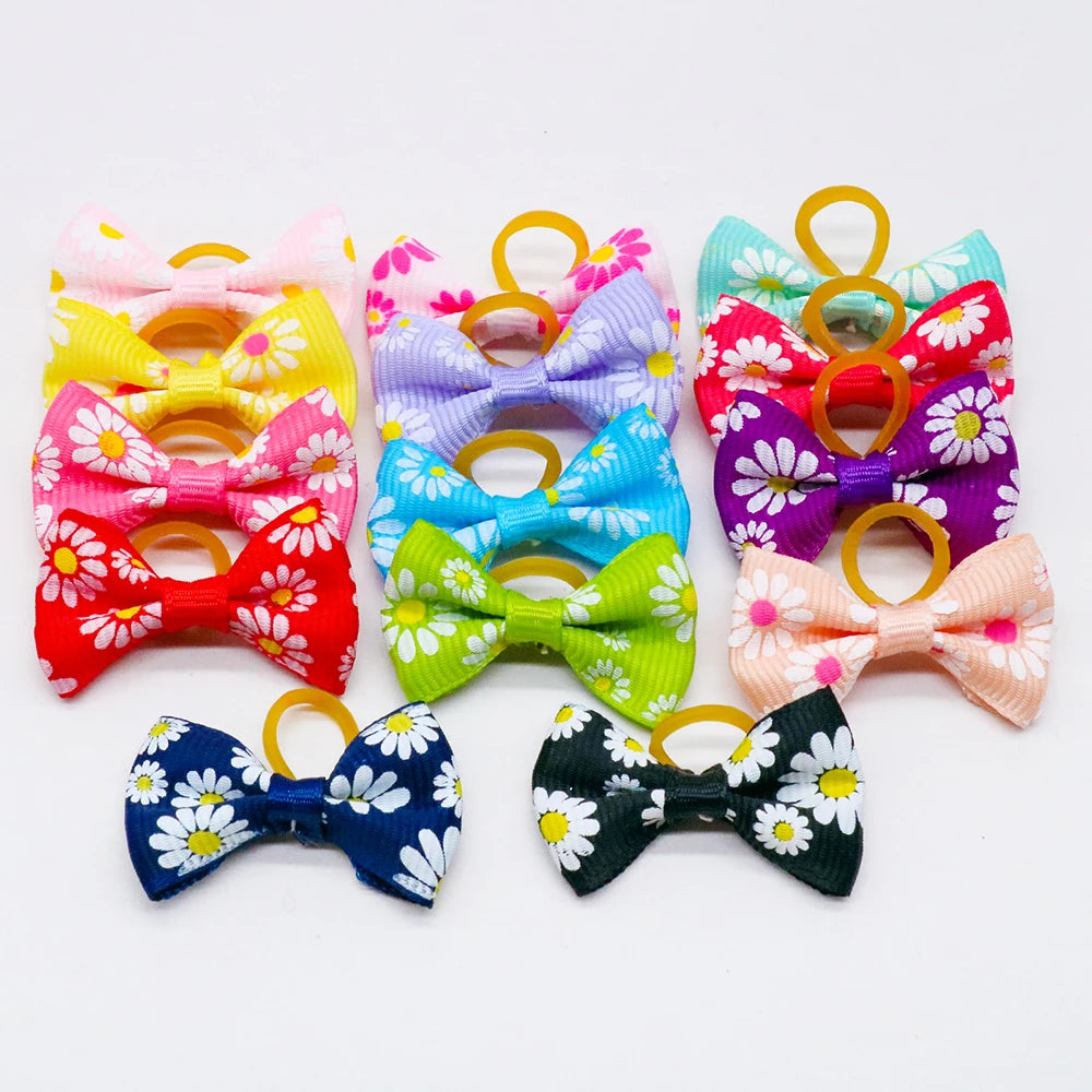 10/20/30PCS Pet Grooming Hair Bows Puppy Mix Colours Decorate Hair Accessories for Small Dog Hair Rubber Bands Dog Supplier