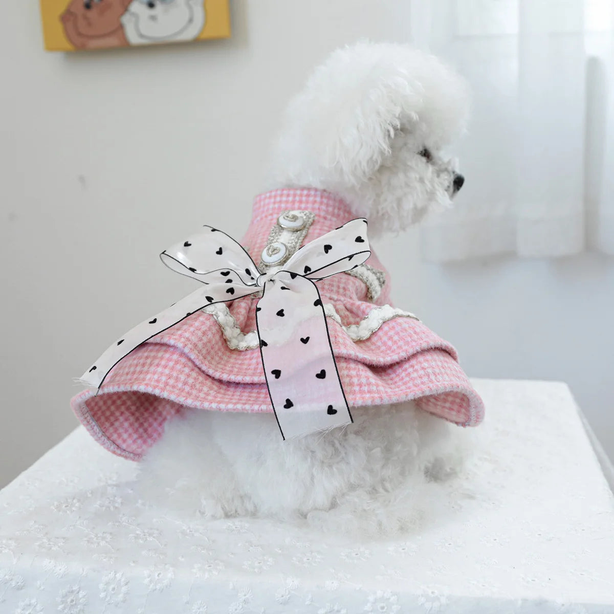 1PC Pet Clothing Dog Cat Autumn/Winter Thick Pink Sweetheart Princess Dress Suitable for Small and Medium sized Dogs