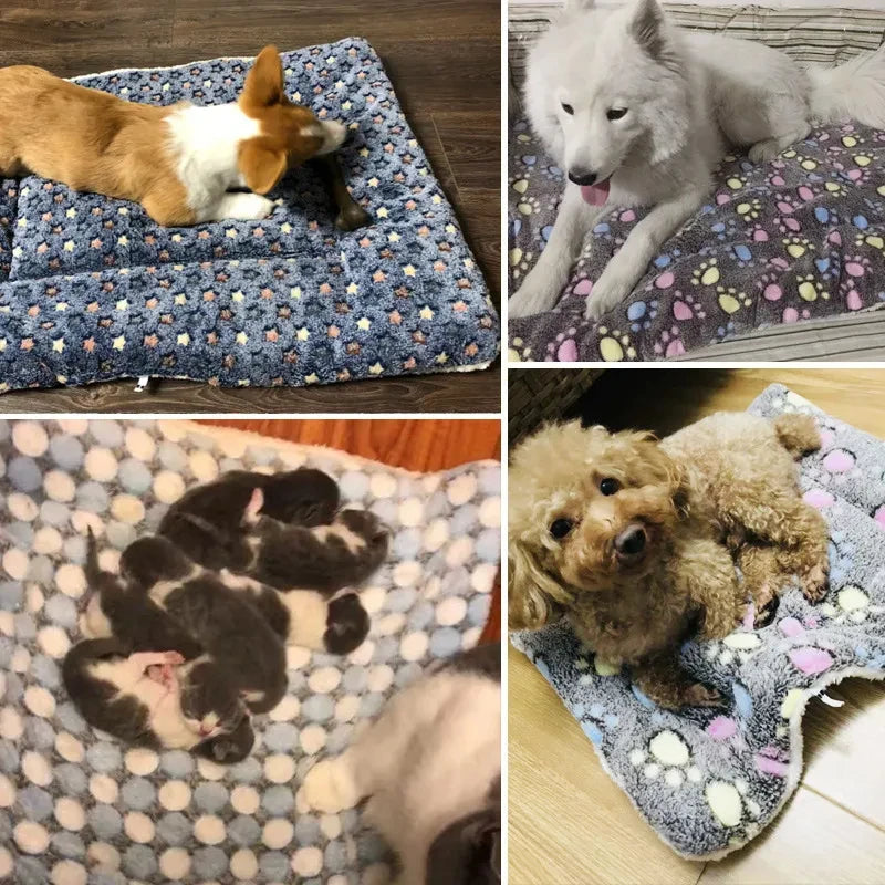 Pet Cushion Fall And Winter Warm Dog Kennel Cat Dog Printing Blanket Non-Slip Seat Cushion Dog Supplies