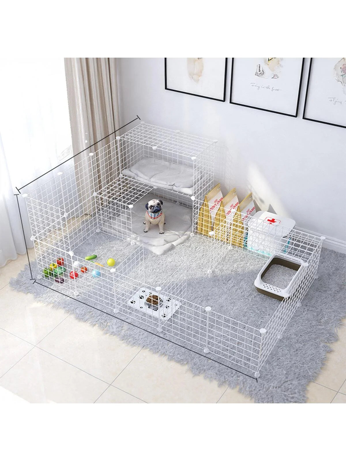 White pet fence DIY iron mesh can be freely combined cat cage dog cage hamster cage rabbit cage