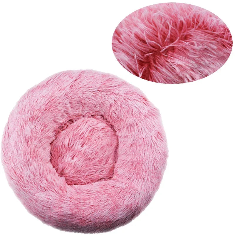 40-90cm Round Pet Bed for Large Dog Bed Super Soft Cat Bed Long Plush Dog House for Medium Dog House Winter Warm Sleeping