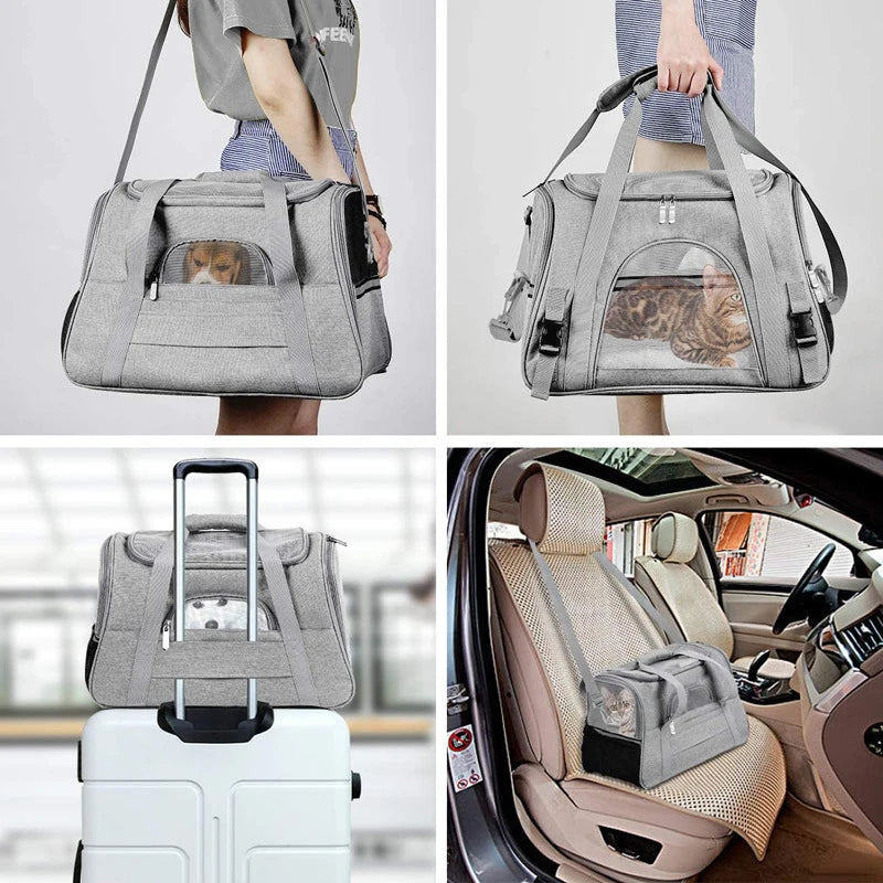 Portable Dog Cat Carrier Bag Pet Puppy Travel Bags Breathable Mesh Foldable Cats Dog Handbag Travel Pet Bag Transport Bag