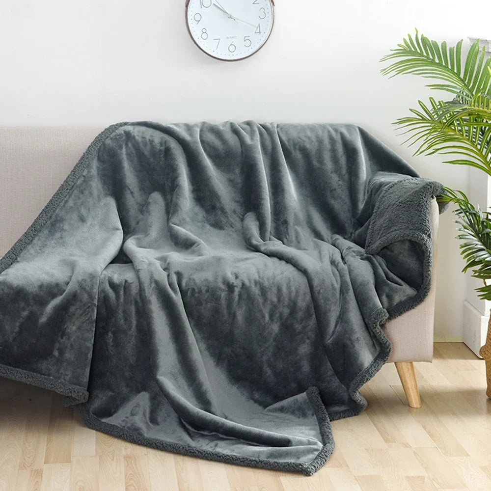 Sofa Bed Blanket Double Sided Sherpa Wool Furniture Protector Waterproof Pet Blanket Liquid Urine Resistant Dog