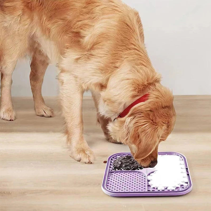 Pet Placemat Cat Slow Feeding Mat Dog Lick Mats Silicone Pets Eating Slowly Food Pad Cats Dogs Distracted Licking Plate Cutlery