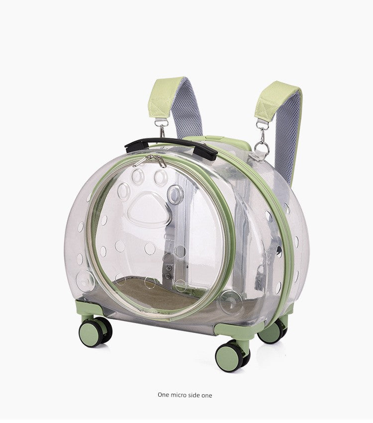 Trolley Case Portable Panoramic Transparent Backpack Cat