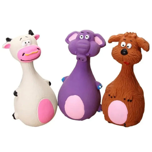 1 Piece Fat Bellied Cartoon Fun Bite Resistant Latex Sound Dog Toy Purple Elephant White Cow Brown Optional