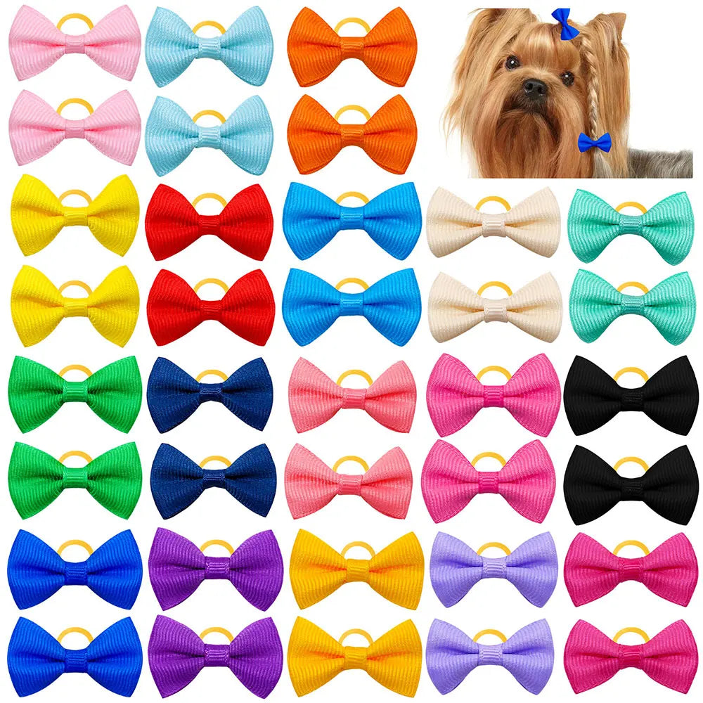 10/20/30PCS Pet Grooming Hair Bows Puppy Mix Colours Decorate Hair Accessories for Small Dog Hair Rubber Bands Dog Supplier