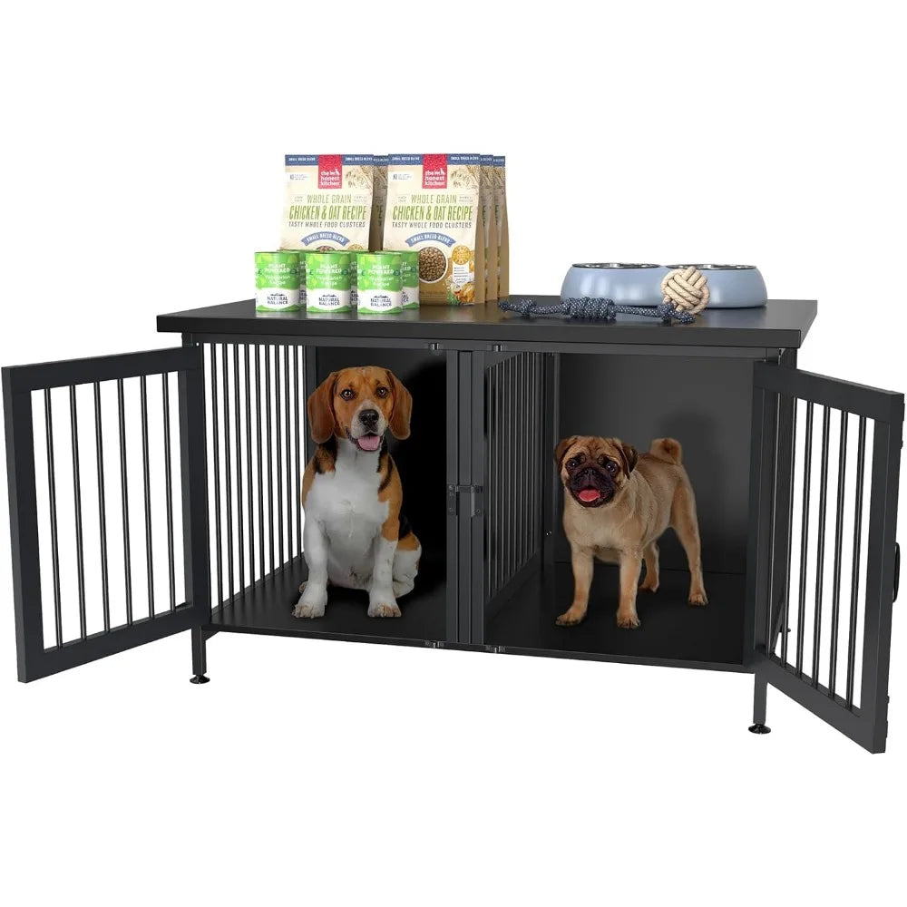 Cage double pour chien avec séparateur pour 2 petits chiens ou 1 chien, cage d'intérieur pour chenil avec panneau amovible (dimensions intérieures : 36,2 po l x 24,5 po P x 21 po H)