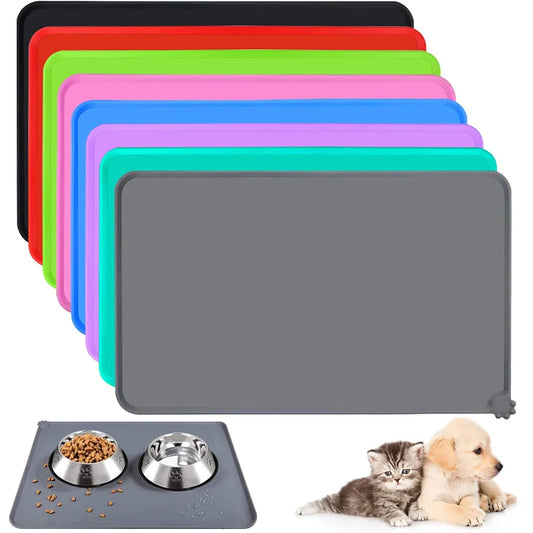 Pet Supplies Silicone Dog Bowl Mat with High Lips Non-Stick Waterproof Food Feeding Pad Puppy Feeder Tray Water Cushion Placemat