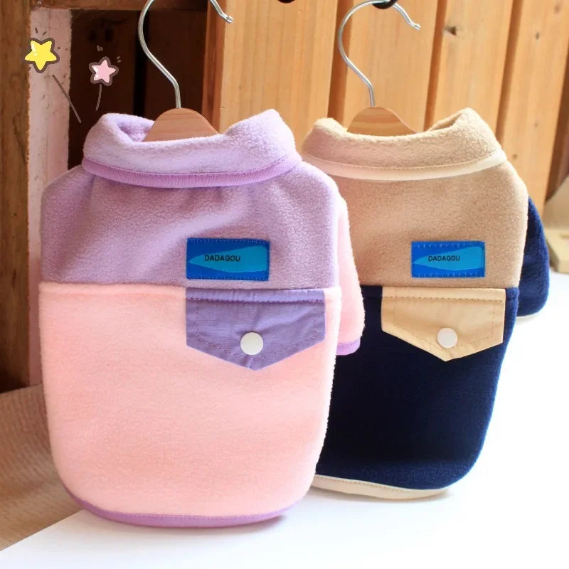 Pet Dog Lapel Coat Dog Cat Clothes Dog Autumn Winter Clothes Teddy Beagle Clothing Sweater Fleece Sweater Dog Clothes Pet Coat