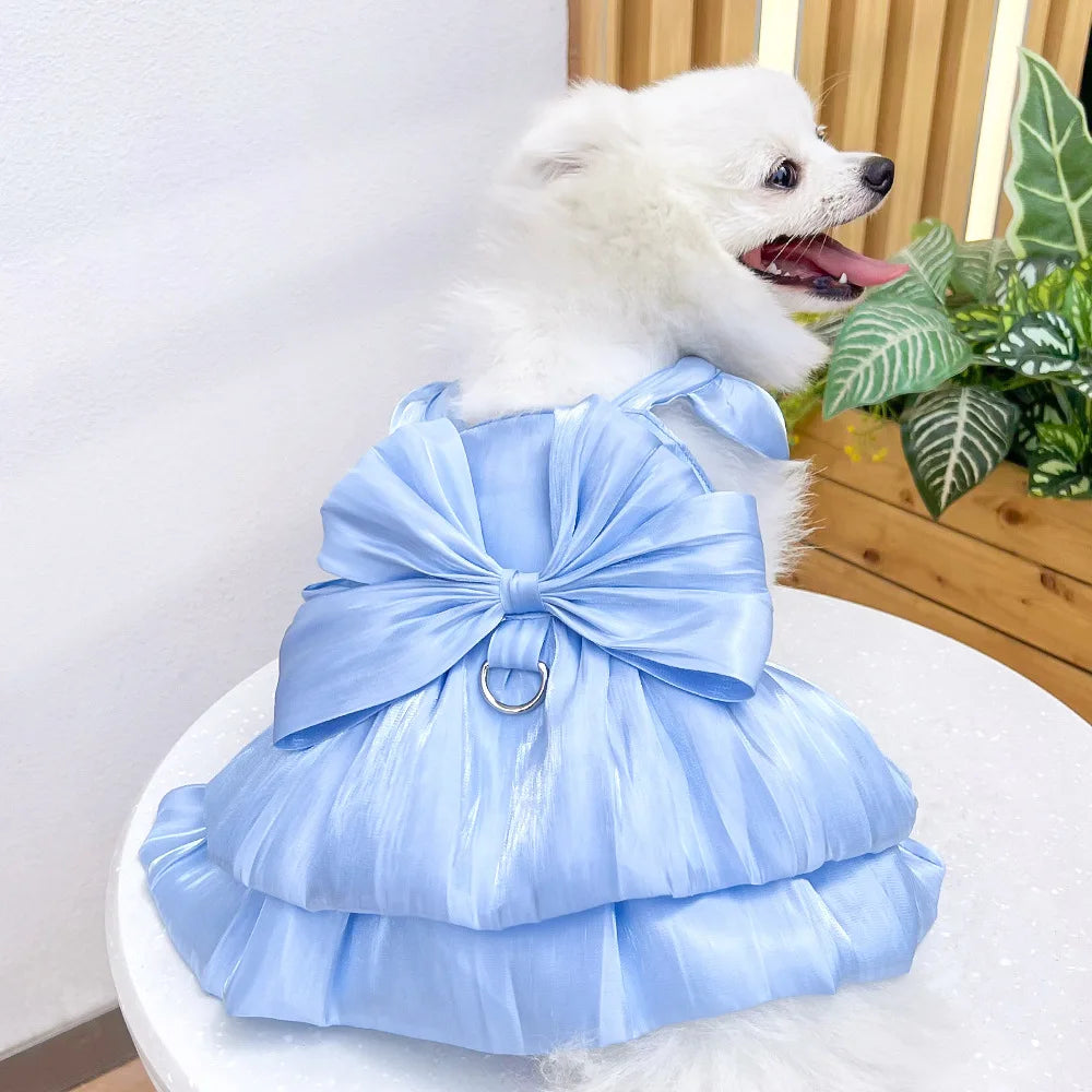 Pet Wedding Dress Dress Bow Skirt Dog Cat Clothing Pull Teddy Bears Spring/Summer Puppy Clothes Dog Clothes for Small Dogs