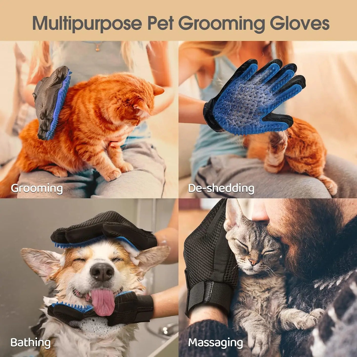 Pet Glove Cat Grooming Hair Deshedding Brush Clean Massage For Animal Dog Horse Massage Combs Cat Pet Supplies Accessoies