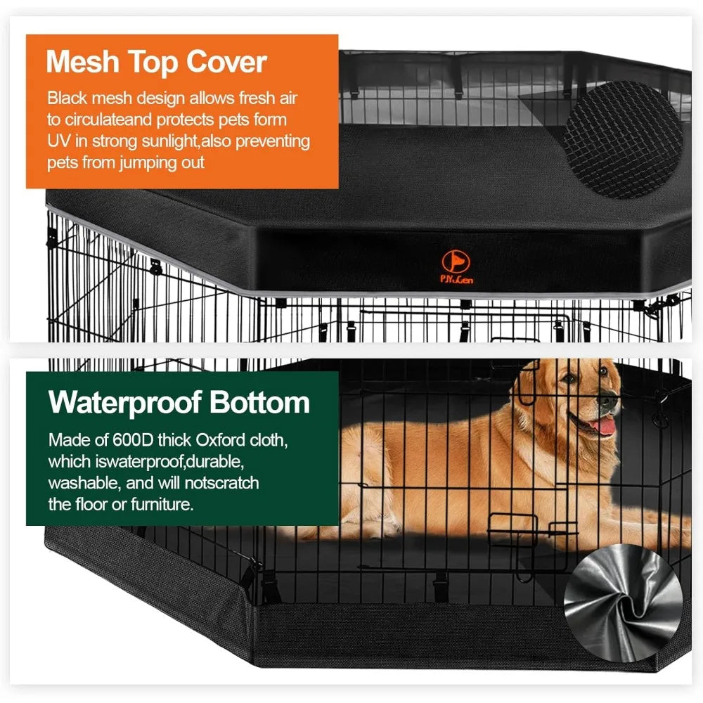 Dog Playpen - Metal Foldable Dog Exercise Pen, Pet Fence Puppy Crate Kennel Indoor Outdoor with 8 Panels 30”H