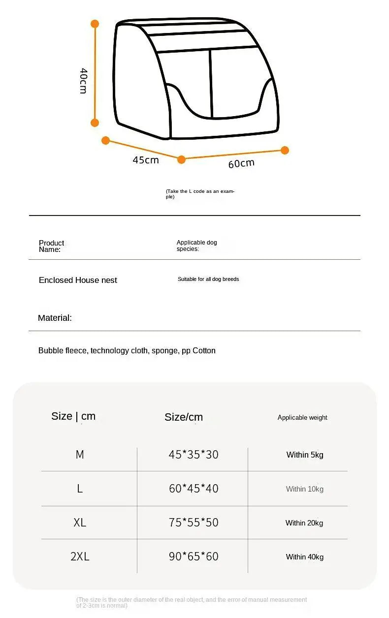 Winter Warm Kennel Large Dog Golden Retriever Nest Fully Removable and Washable Semi-Enclosed Kennel Pet Supplies Accessories
