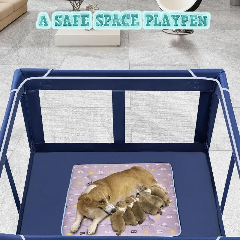 42x42x25.6 Inches Puppy Playpen with Gate, for Puppies or Small Dogs, Dog Fence Pet Playpen for Indoor & Outdoor