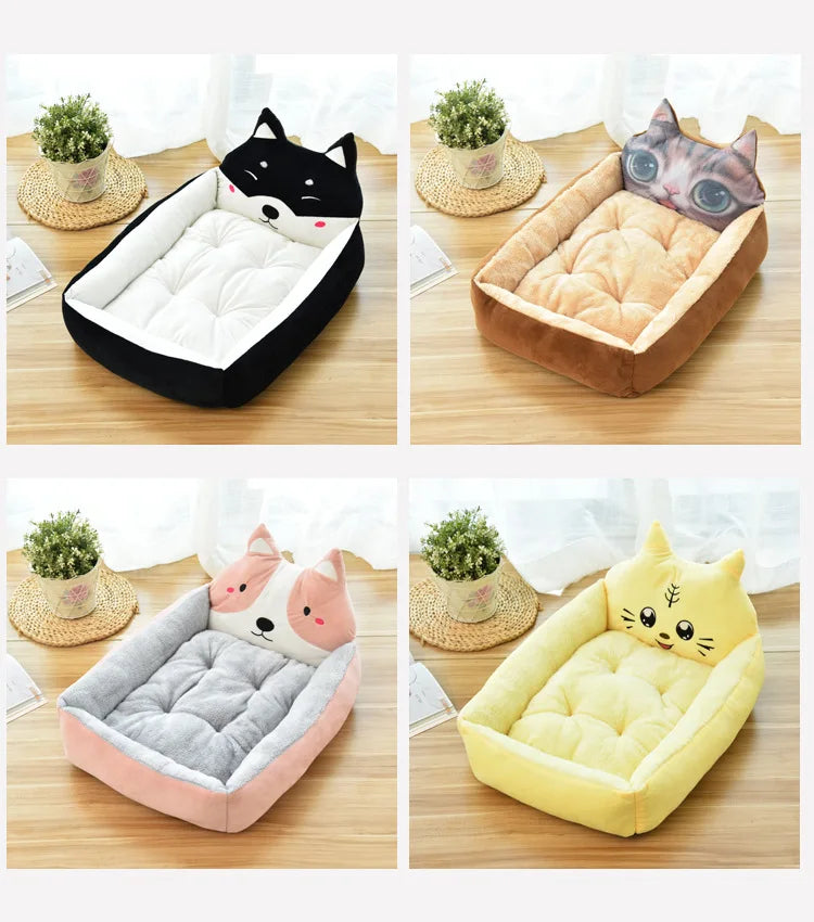 Winter Warm Puppy Cat Bed Sofa Washable Cartoon Pet Beds for Small Dogs Cats Yorkies Katten Kennels Pets Products Accessories